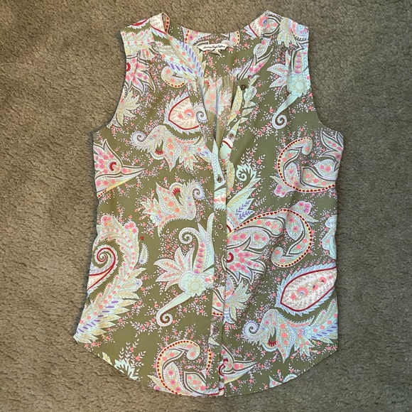 American Eagle sleeveless Paisley print shirt-XXS - Picture 5 of 7